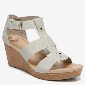 Dr. Scholl's Barton Wedge Sandal 7M‎ Beige Neutral Casual Comfort Support Career